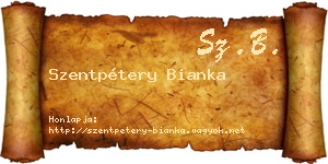 Szentpétery Bianka névjegykártya